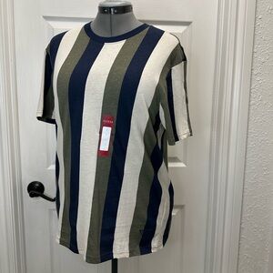 Guess Men's Striped T-Shirt - Blue, Green, and White